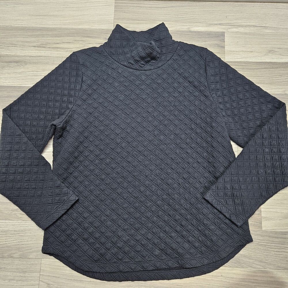 J. Crew Womens Black Quilted Turtleneck Sweater Medium